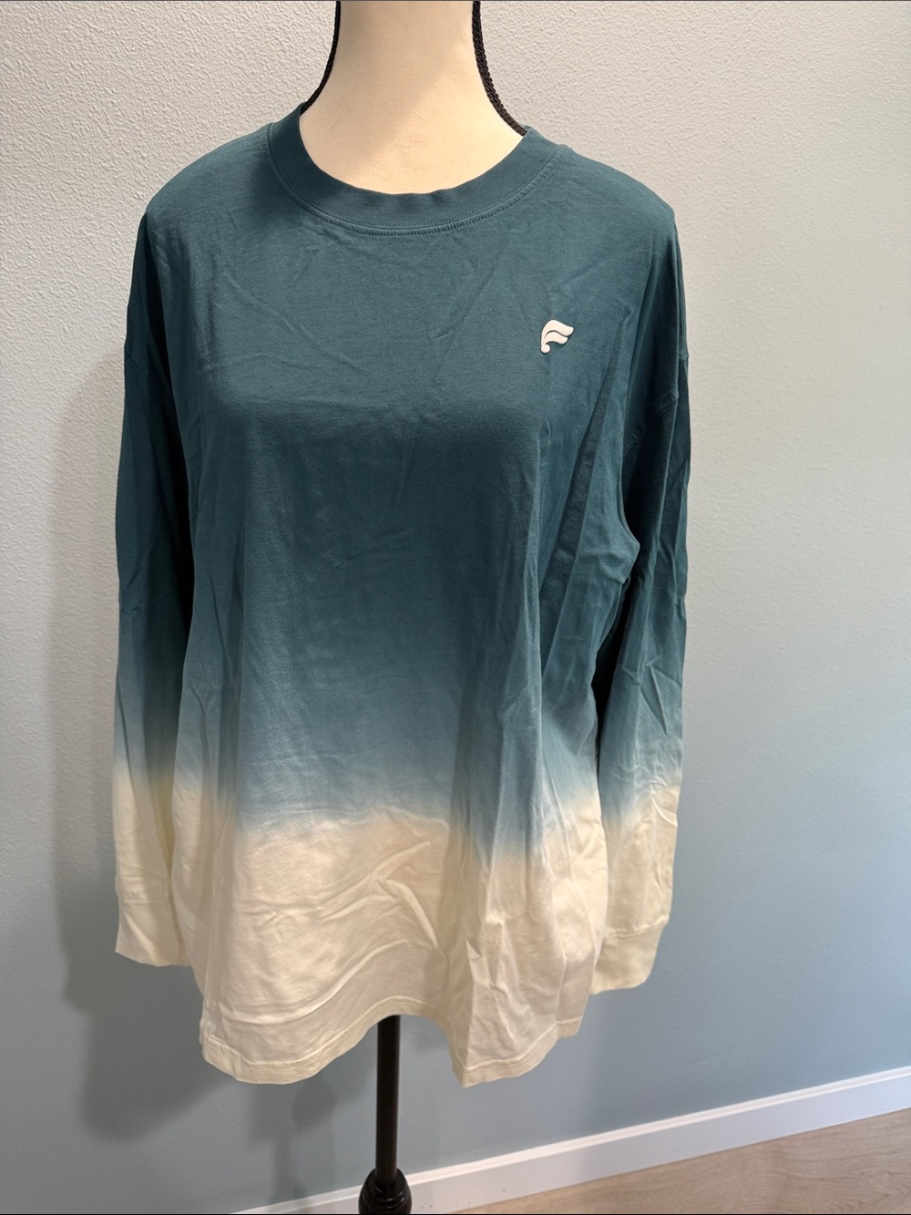 Fabletics Teal to Cream Ombre Long Sleeve Tee